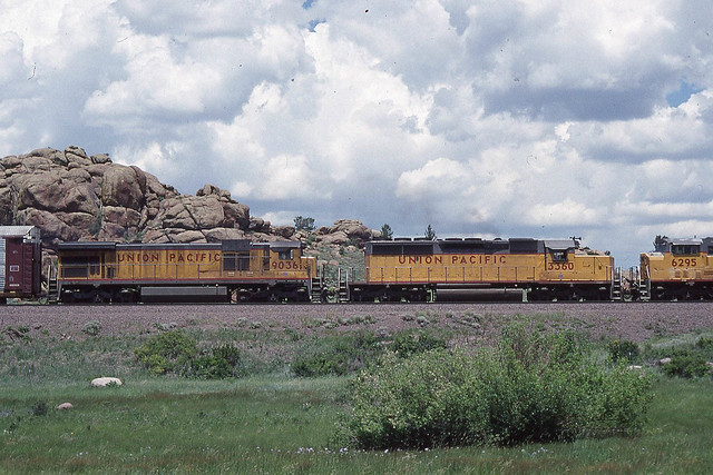 Union Pacific SD40-2, #3360, at Sherman Hill on 7-10-95