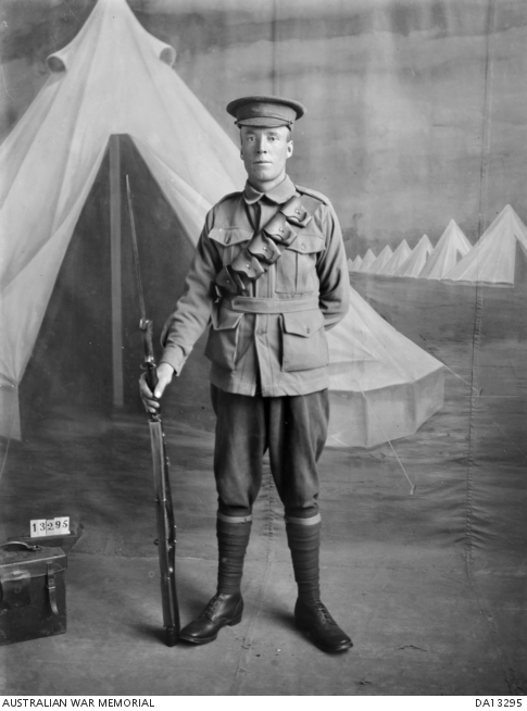 Studio portrait of 3503 Private (Pte) George Young Davis, 23rd Battalion, 21 December 1915