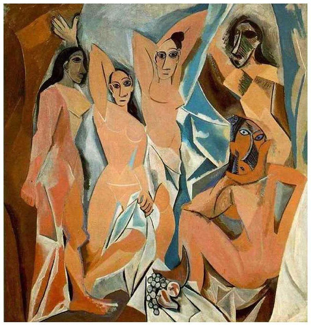 Las Señoritas De Avignon(1907) de Pablo Picasso -Abstracto-a-Mano-Reproducción-sobre-Lienzo-972x1012