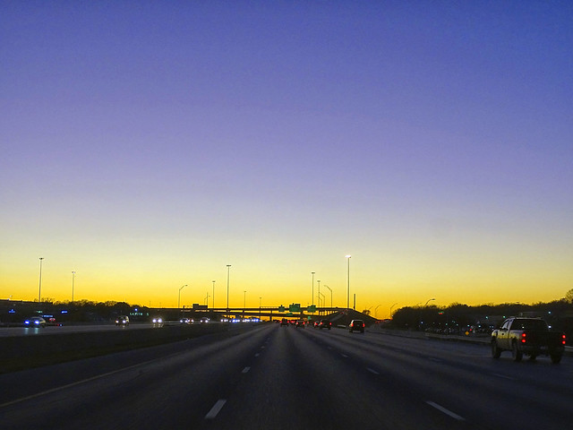 I-20 West approaching US-287 at Dusk, 29 Dec 2019