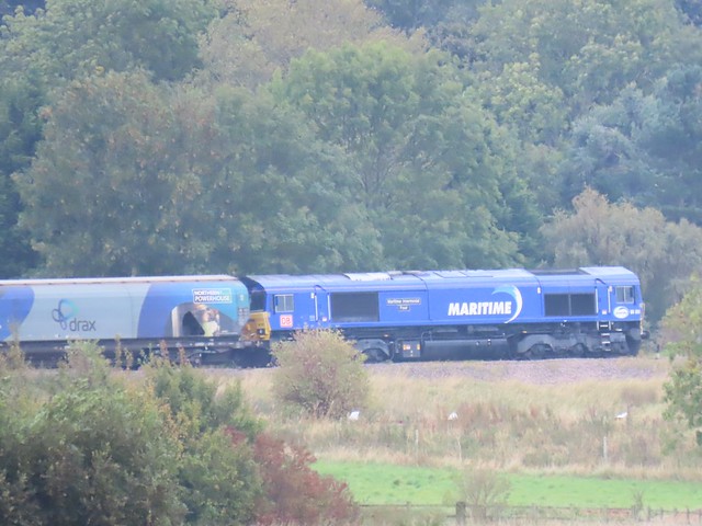 DB Schenker, Maritime Intermodel Four (66051) With Drax Biomass Rolling Stock, Between Sth Milford Junction & Burton Salmon North Yorkshire