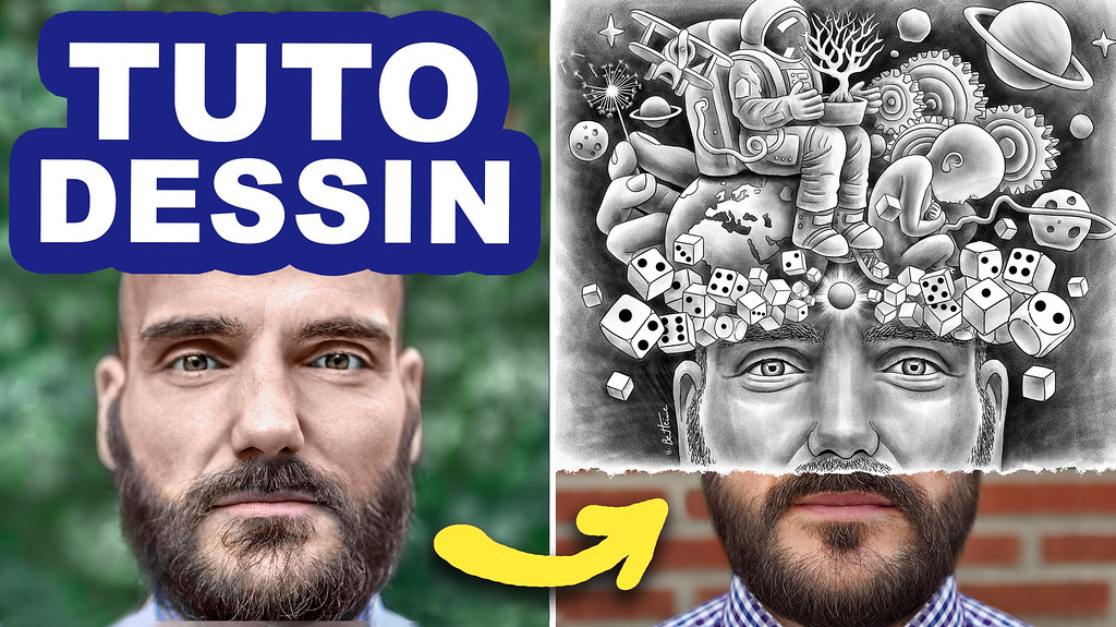 Tutoriel video de retouche photo et de dessin à la tablette graphique dans Photoshop - Ben Heine Art - Human Big Bang