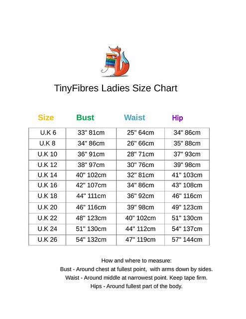 TinyFibres Adult Size Chart 3-1