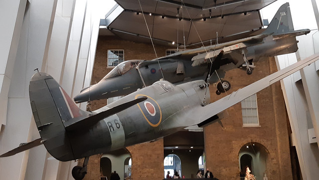 Royal Air Force Supermarine Spitfire and British Aerospace Harrier GR.9 (ZD 461) Imperial War Museum London