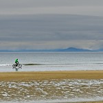 sand, cyclist, sea