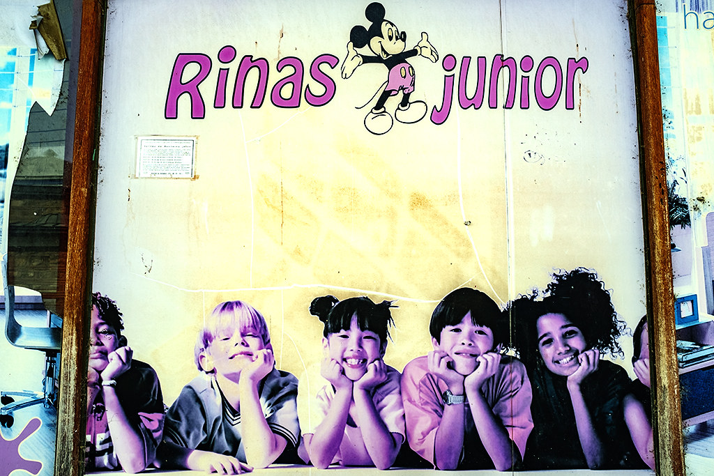 RINAS JUNIOR sign with kids of different races--Skopje