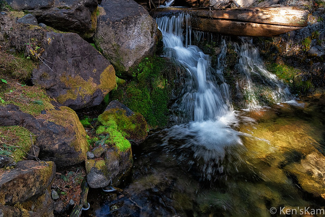 Small Waterfall and Moss Covered Rocks