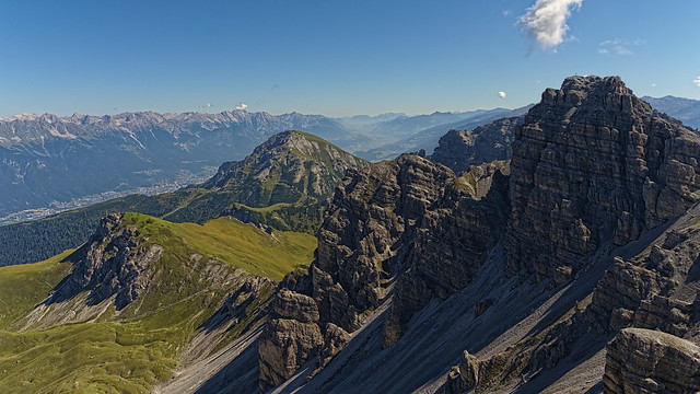 View from Hochtennspitze mountain towards Karwendel mountains