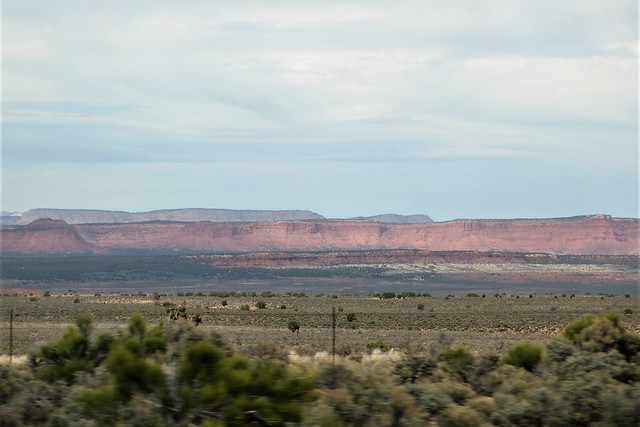 Flatlands and distant cliffs, U.S. 89A near Fredonia, Arizona
