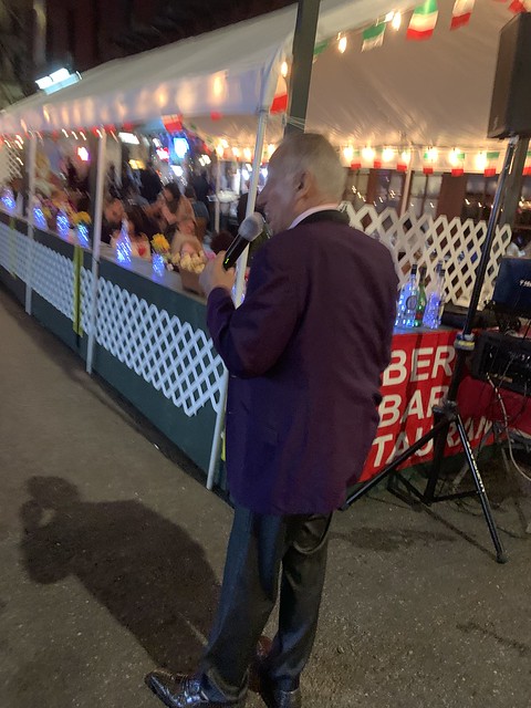 Italian singer performing on Mulberry St during The Feast of San Gennaro Little Italy New York City USA September 19th 2020