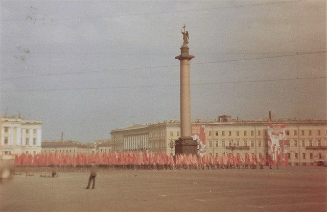 A Military Parade in front of Alexander Column in Palace Square