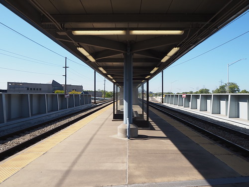 Platform at Gary Metro Center, looking west