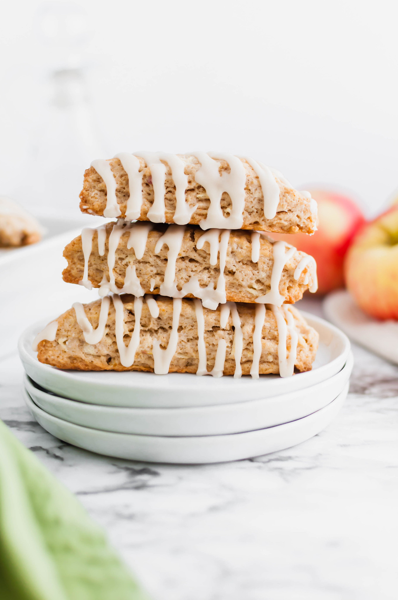 These Apple Cinnamon Scones with Maple Glaze are the perfect fall treat. Easy to make and perfectly tender.