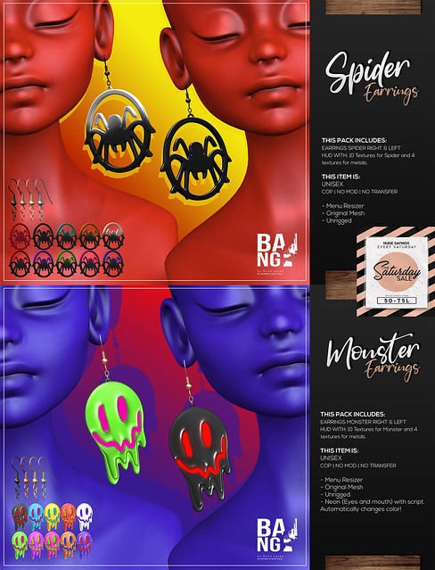 #BANG - Spider Earrings & #BANG - Monster Earrings with Neon