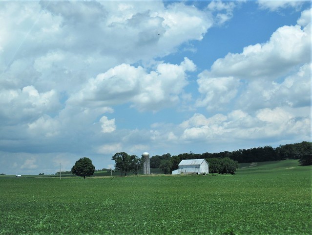 Barn and silo against the sky near Buckeystown, Maryland