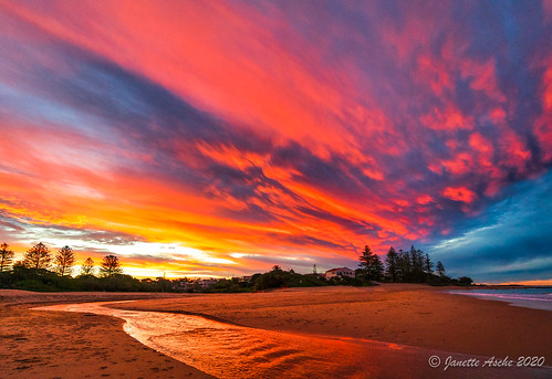 australia moffatbeach qld queensland sunshinecoast toowaycreek beach clouds coastal sky sunset water