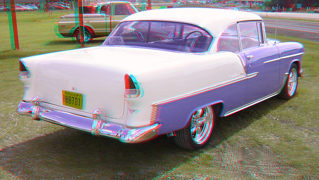 3D 1955 CHEVY BELAIRE COUPE-2 RED CYAN ANAGYLPH