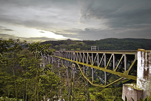 train rail bridge landscape scenery sky
