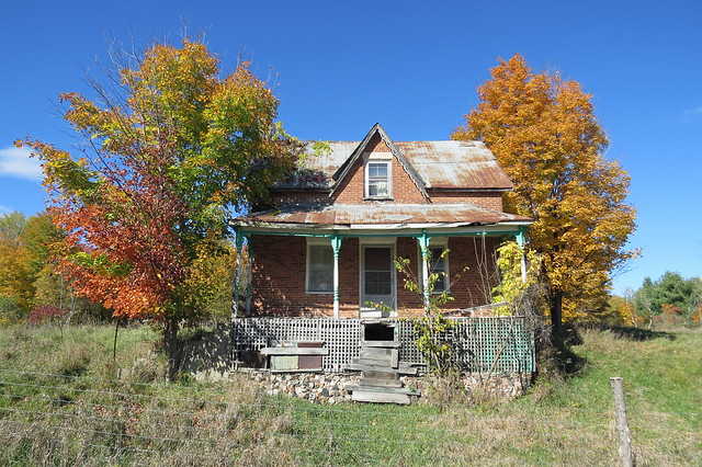 An abandoned farmhouse on Westport Road in Bedford or Godfrey, Ontario