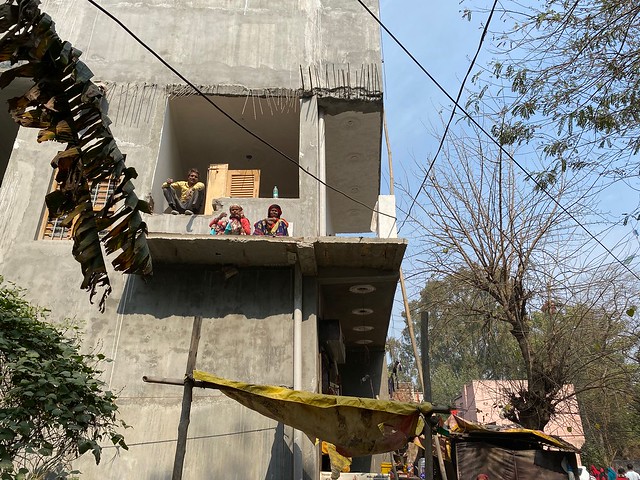 City Moment - Three Labourers Enjoying a Break, Sector 14, Gurgaon