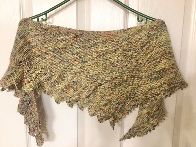 Linda’s last Close to You shawl by Justyna Lorkowska. This one knit with Malabrigo Mechita Moon Trio Full.