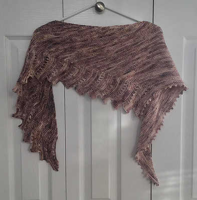 Linda’s second Close to You Shawl is knit using Ancient Arts Passion 8 in Antique.
