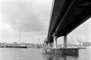 DLR, South Dock, Admirals Way, South Quay, Tower Hamlets, 1988  88-6b-32-positive_2400