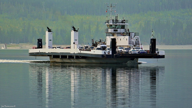 Upper Arrow Lake ferry 'Columbia' is closing in on the Galena Bay terminal on its run from Shelter Bay - 21 September 2020 [© WCK-JST]