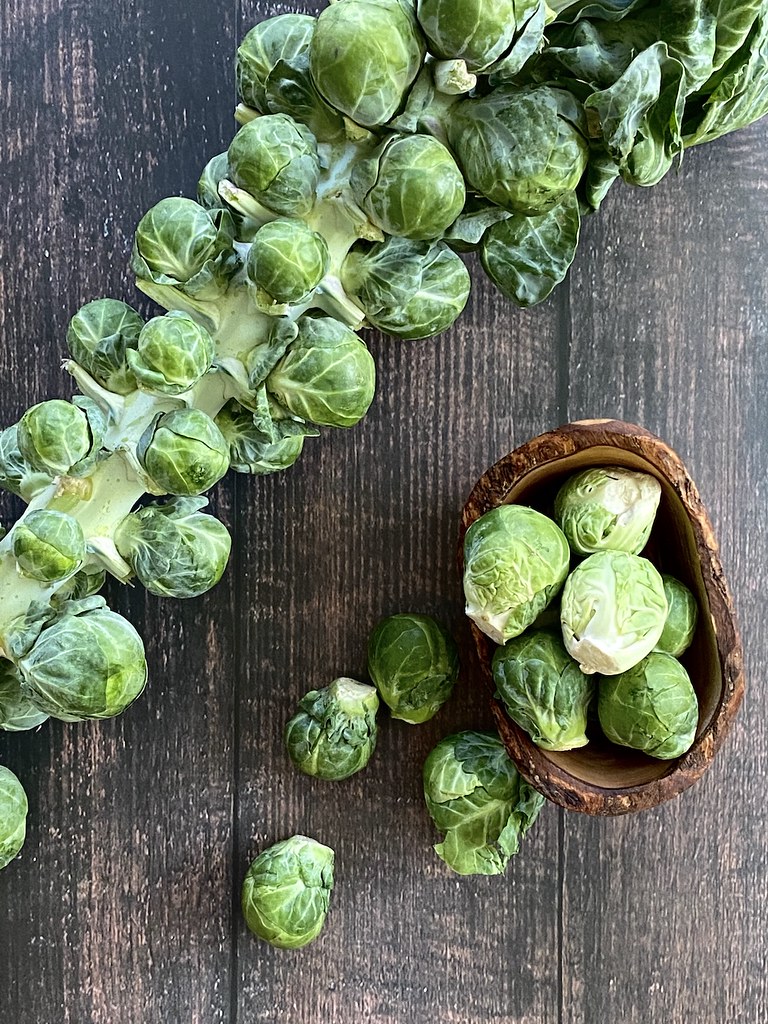 For those who do not know, sprouts are not small cabbages. Instead, they grow on a stalk.