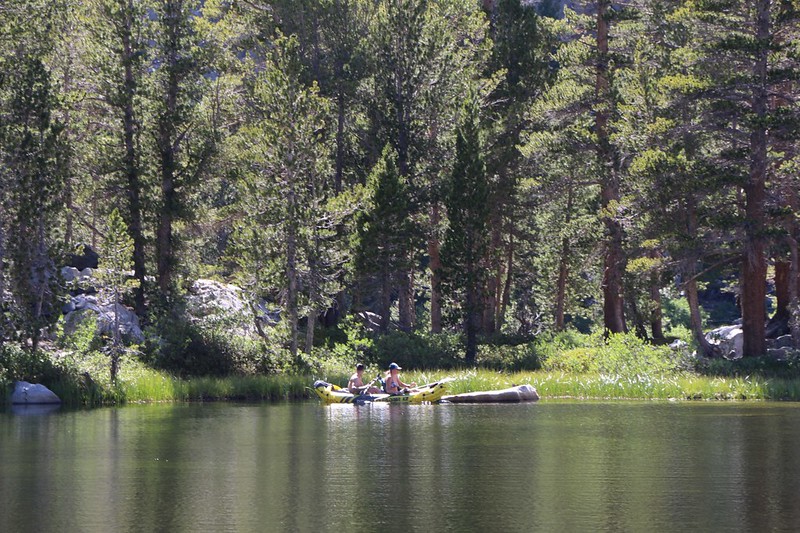 One of our neighbors had an inflatable kayak brought in on muleback, and they paddled around on Fourth Lake