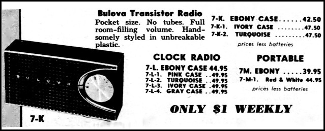 Vintage Advertising For The Bulova 290P Series Transistor Radio In A Barr's Store Ad In The Philadelphia Inquirer Newspaper, December 1, 1957