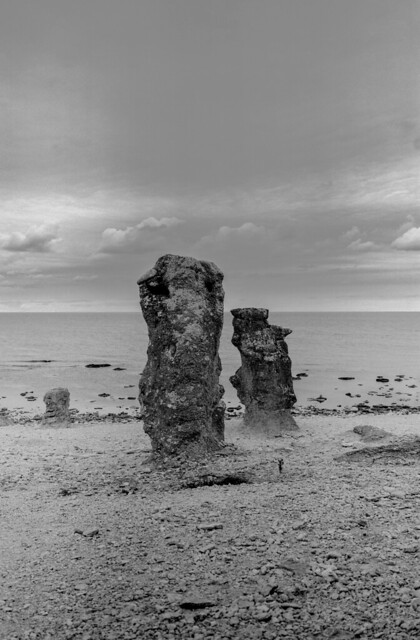 Analog: stone pillars on Fårö, Gotland Sweden