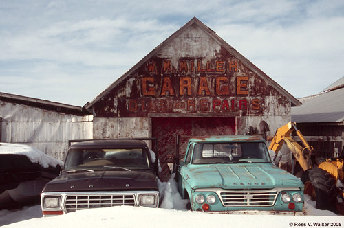 garage abandoned truck ford dodge rust snow monida montana ghosttown rustyandcrusty