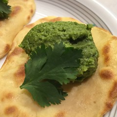 chickpea flour wraps with coriander and coconut sauce