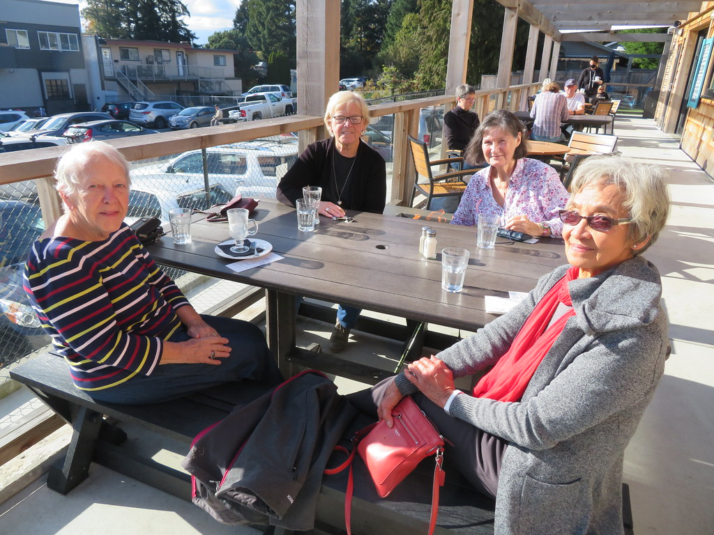 Social distancing in Comox enjoying lunch with friends.
