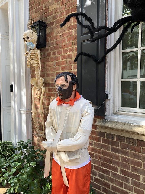 Life-like Hannibal Lecter, Halloween display, P Street NW, Georgetown, Washington, D.C.