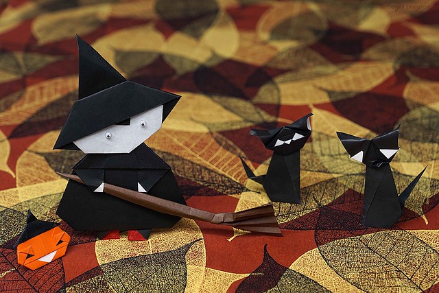 Origami Witch, Cat and Jack O'Lantern (Eiji Tsuchito)