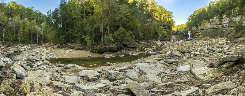Blackburn Fork Creek, looking upstream to Cummins Falls, Jackson Co, TN