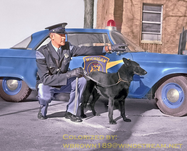 Lt. Richard Abbott & K9 Jocko. Michigan State Police's first K9 team, 1960