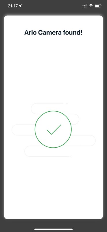 Arlo iOS App - Setup - Camera Found