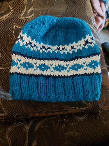 Mary Ellen (MadCrocheter) finished some hats! This one is Chunka-Toque by Michele DuNaier for her youngest son.