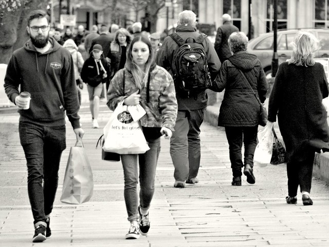 People on the street at Harrogate, Yorkshire