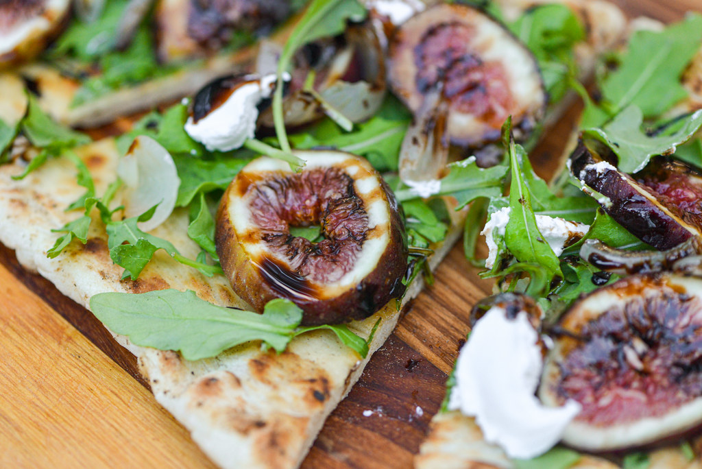 Grilled Flatbread with Charred Shallots and Figs