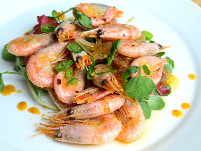 Shell on Prawns with Hot Sauce and Watercress
