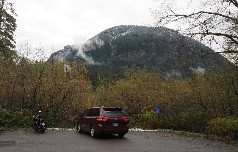 Stillaguamish Peak over Big Four Mountain Trailhead Parking Lot