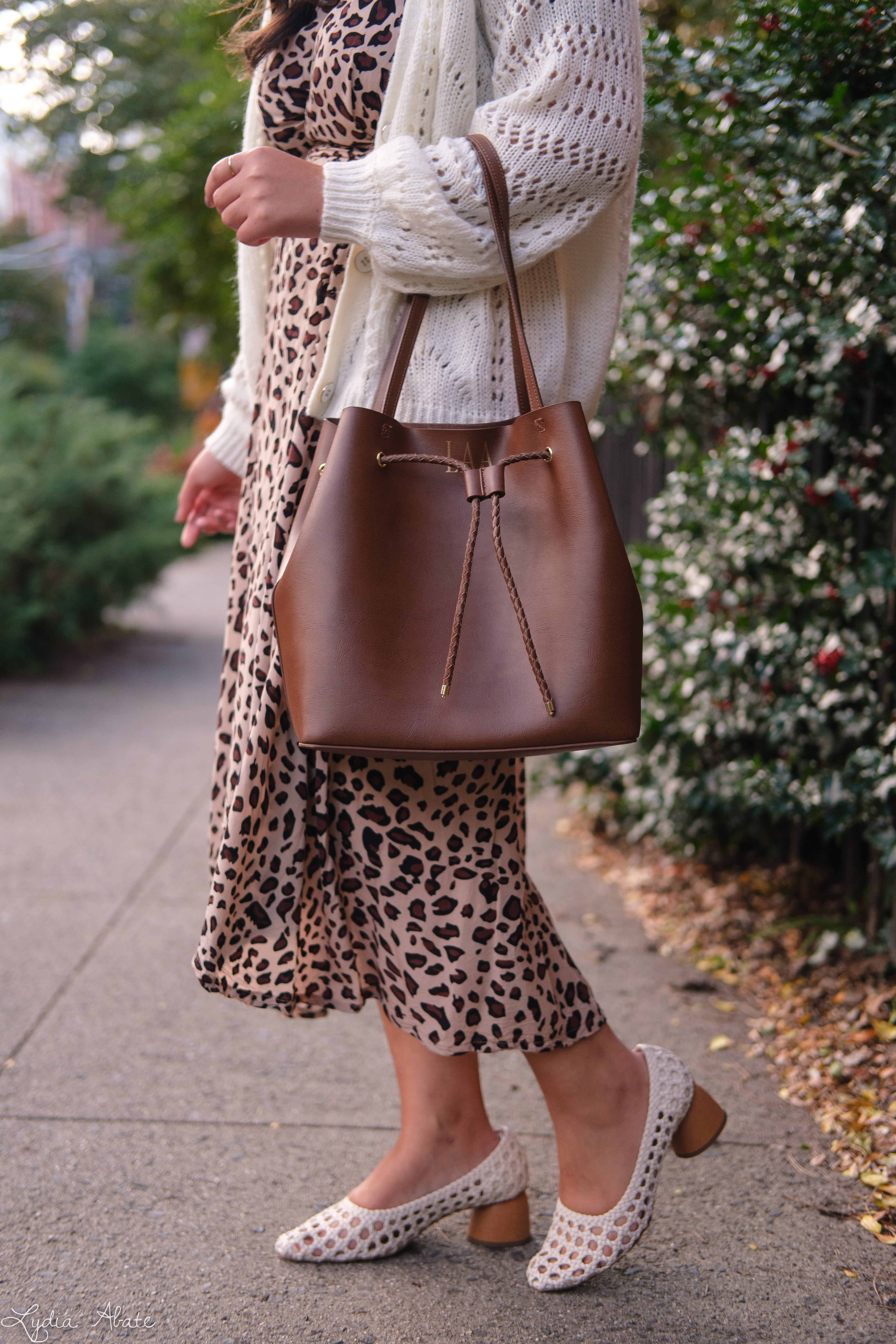 leopard wrap dress, cream cardigan, caned leather pumps, wool fedora-19.jpg