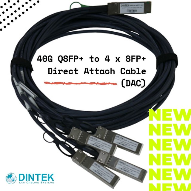 DINTEK Light-LINKS 40G QSFP+ to 4 x SFP+ Direct Attach Copper Cables (DAC)