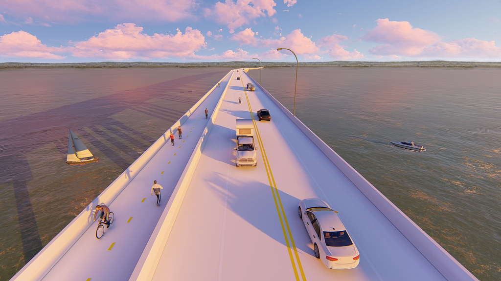 Close-up Rendering of the Hwy 34 Car and Pedestrian Bridge