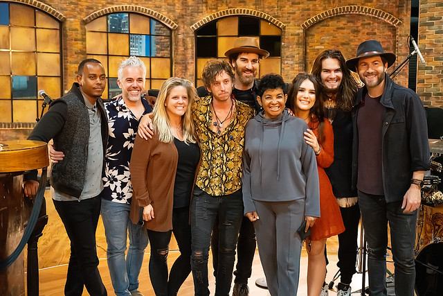 HENDERSONVILLE, TN - SEPTEMBER 14:  We The Kingdom w/2020 Dove Awards Production Team during the 2020 Dove Awards at TBN Studios on September 14, 2020 in Hendersonville, Tennessee.  (Photo by Don Claussen/Trap The Light Photography for Dove Awards)