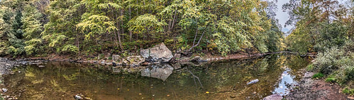 ultravividimaging ultra vivid imaging ultravivid colorful canon canon5dm3 creek autumn autumncolors water reflections twilight trees leaves scenic rocks rural forest fall painterly vista pennsylvania pa panoramic landscape